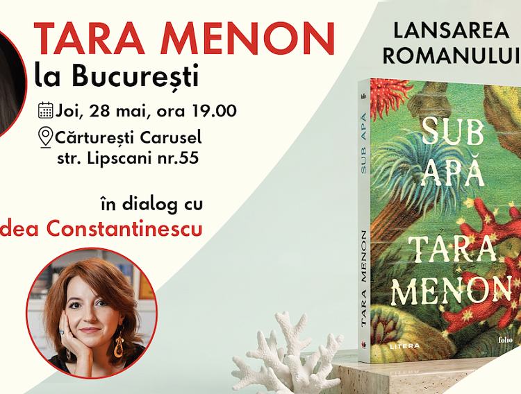 Tara Menon participă la lansarea în România a romanului său „Under Water”